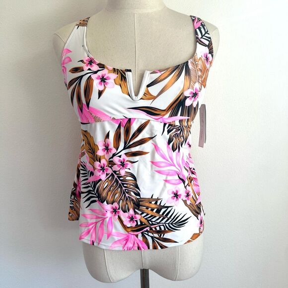Salt + Cove Tropic Time V-Wire Tankini Top Tropical Print XL - Picture 2 of 14